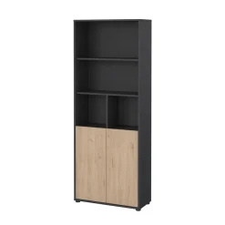 Librerie > Dmora Libreria verticale rovere e grigia 79x204h cm - Arancio Grigio, Marrone Rovere