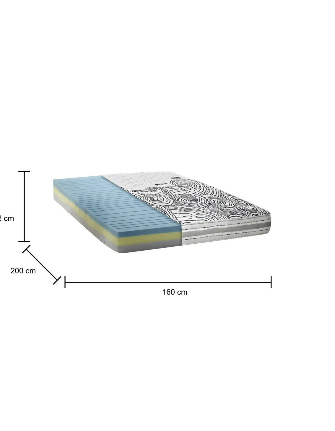 Materasso comfort antiacaro matrimoniale 160x200 in Memory Foam sfoderabile - Tirane