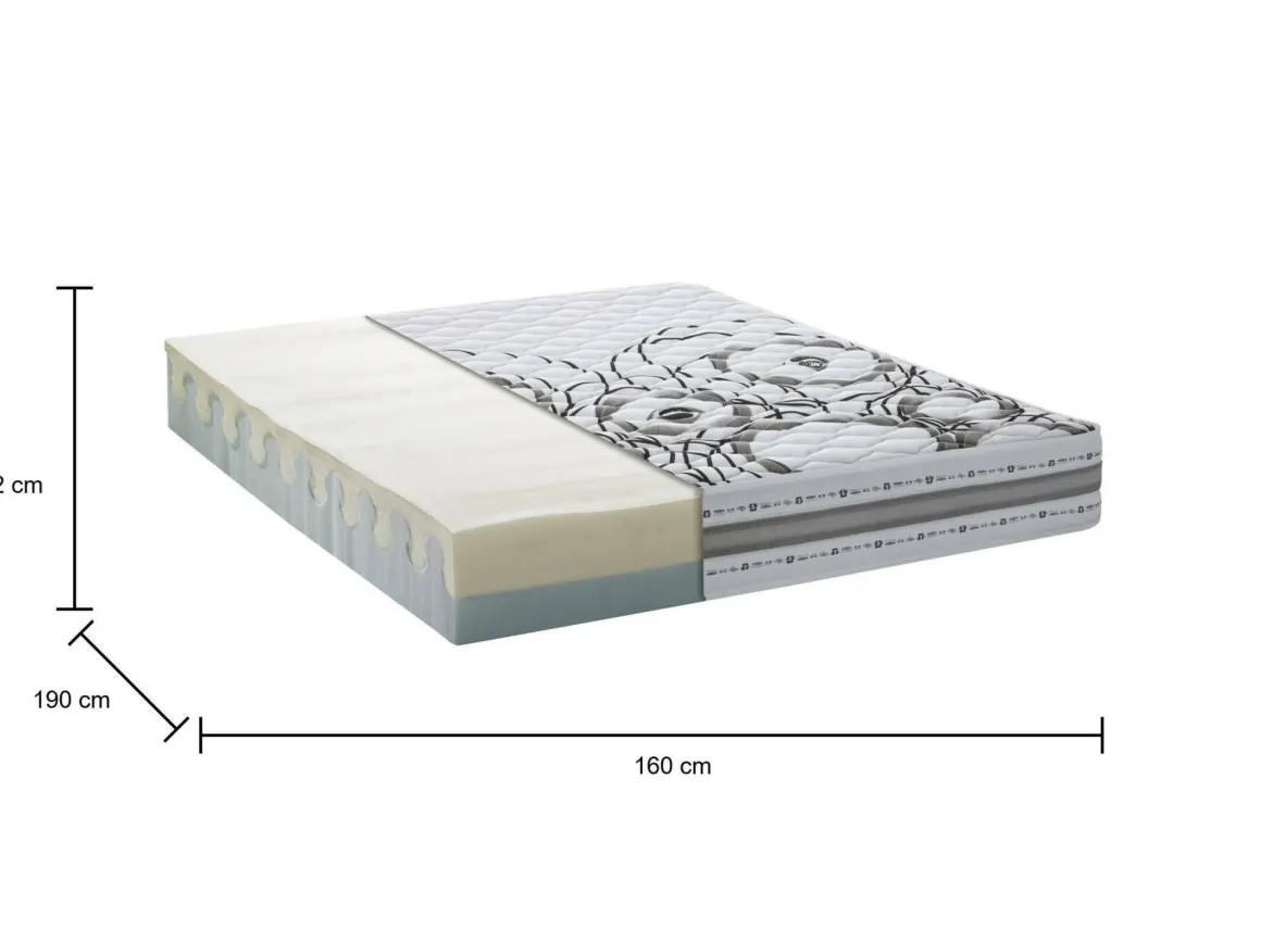 Materasso comfort lungo matrimoniale 160x190 in Memory Foam sfoderabile - Incoronata