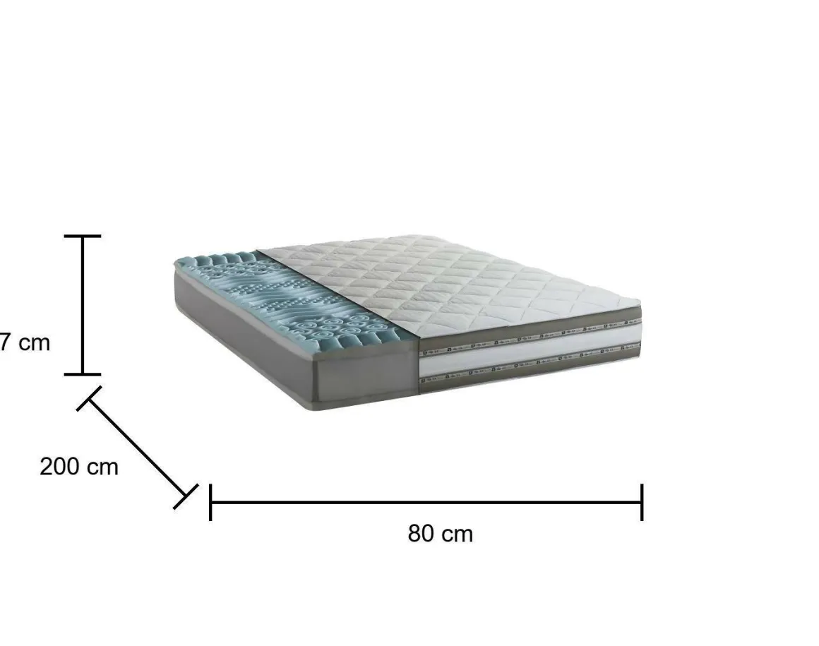 Materasso comfort senza interruzioni singolo 80x200 in Memory Foam sfoderabile - Assi