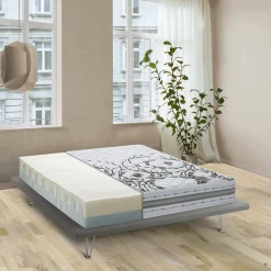 Materassi|Materassi Singoli > Dmora Materasso comfort stabile notturno singolo 80x190 in Memory Foam sfoderabile - Sermenza Grigio, Bianco