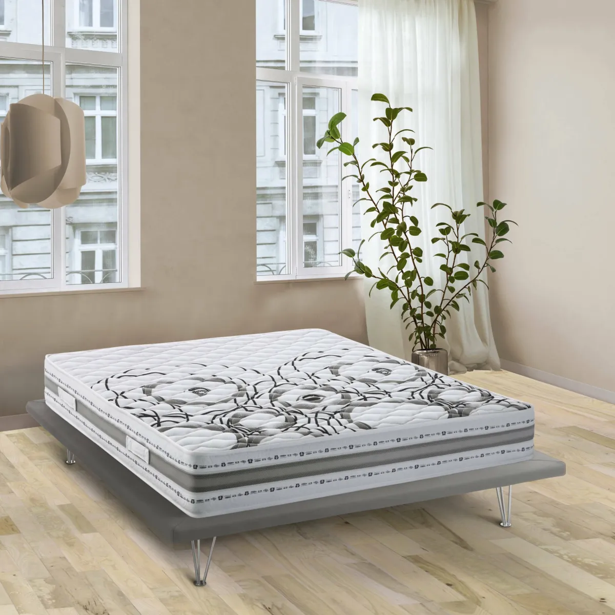 Materassi|Materassi Singoli > Dmora Materasso comfort stabile notturno singolo 80x190 in Memory Foam sfoderabile - Sermenza Grigio, Bianco