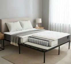 Materasso Matrimoniale Bianco Grigio Grado Rigidità Medio 190x140x22h cm, Misura Rete Compatibile 140x190 cm - Cipirello