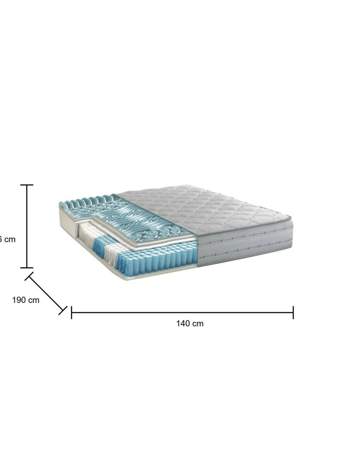Materasso microcomfort francese 140x190 in Memory Foam sfoderabile - Aba