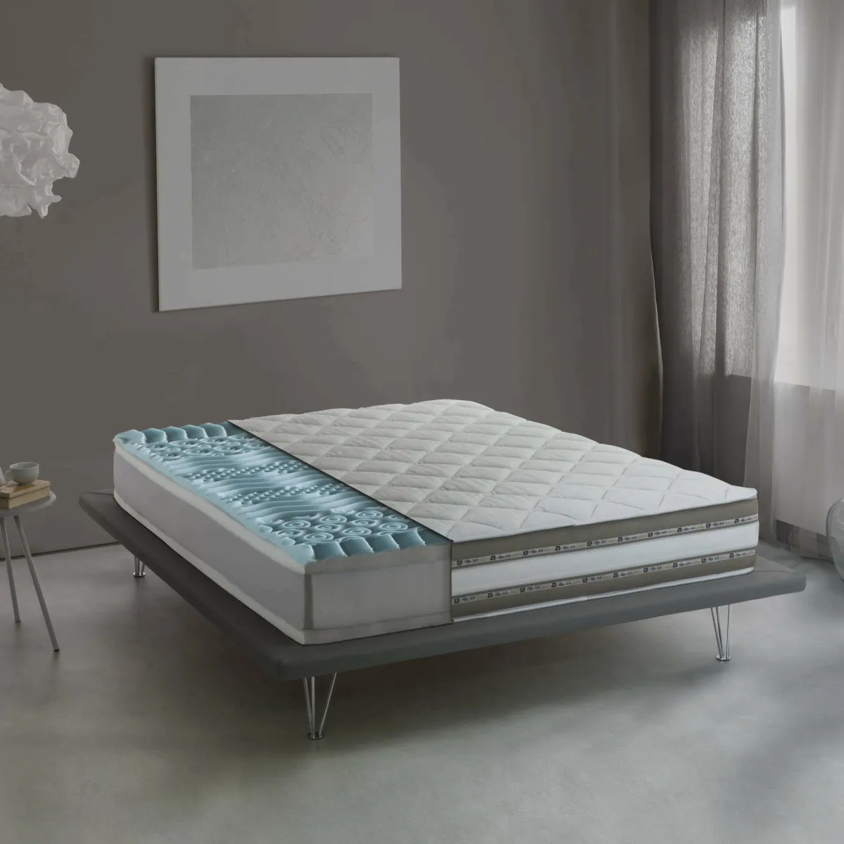Materassi|Materassi Matrimoniali > Dmora Materasso qualità elevata 1/2 piazza 140x200 in Memory Foam sfoderabile - Amos Bianco