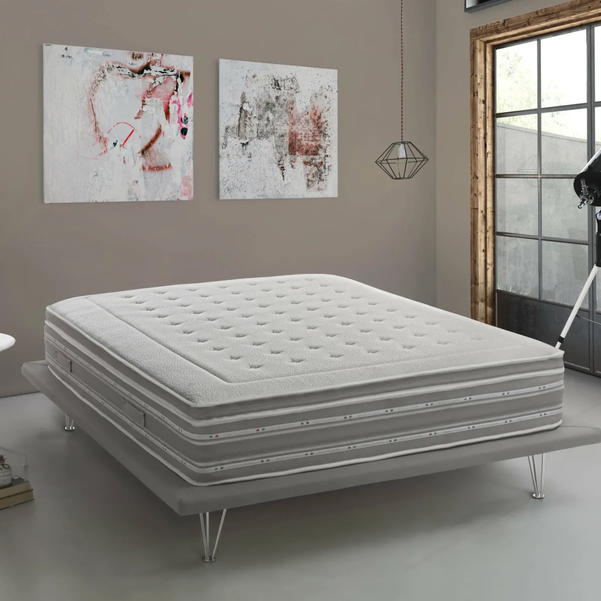 Materassi|Materassi Piazza E Mezza > Dmora Materasso relax progressivo piazza e mezza 120x190 in Memory Foam sfoderabile - Arguello Azzurro, Grigio