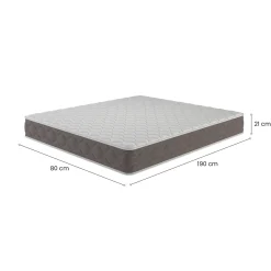 Materasso Singolo Bianco Grado Rigidità 6.5/10 Misura Rete Compatibile 80x190 cm 190x80x21h cm, Singolo Made in Italy - Gaggiano