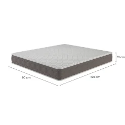 Materasso Singolo Bianco Grado Rigidità 6.5/10 Misura Rete Compatibile 90x190 cm 190x90x21h cm, Singolo Made in Italy - Gaggiano