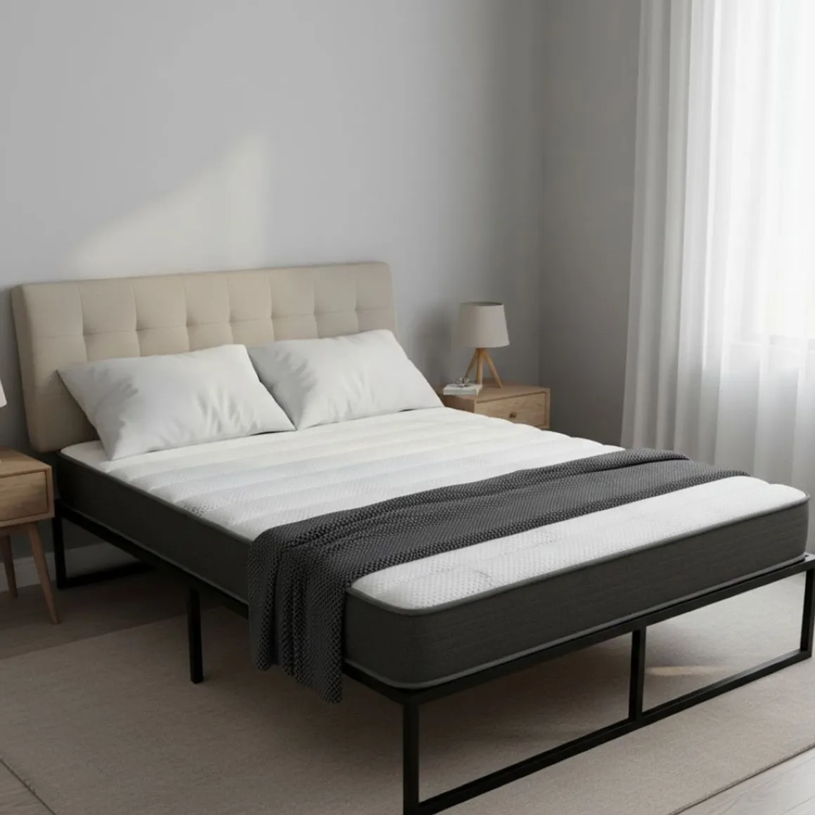 Materassi|Materassi Singoli > Dmora Materasso Singolo Bianco Grigio Grado Rigidità Medio 190x90x22h cm, Misura Rete Compatibile 90x190 cm - Venosa Grigio, Bianco