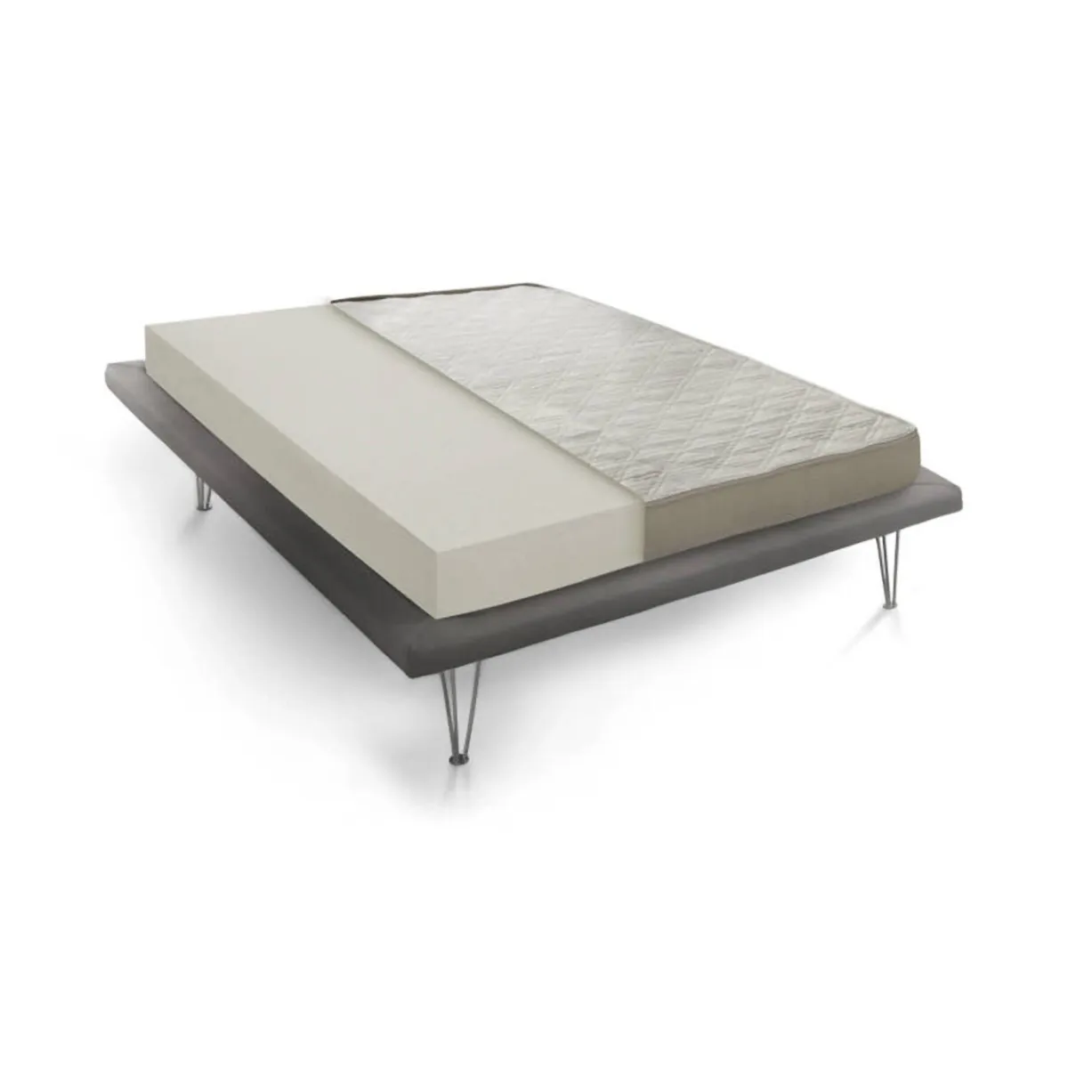 Materassi|Materassi Piazza E Mezza > Dmora Materasso stabile piazza e mezza 120x190 in Memory Foam sfoderabile - Any Azzurro, Grigio