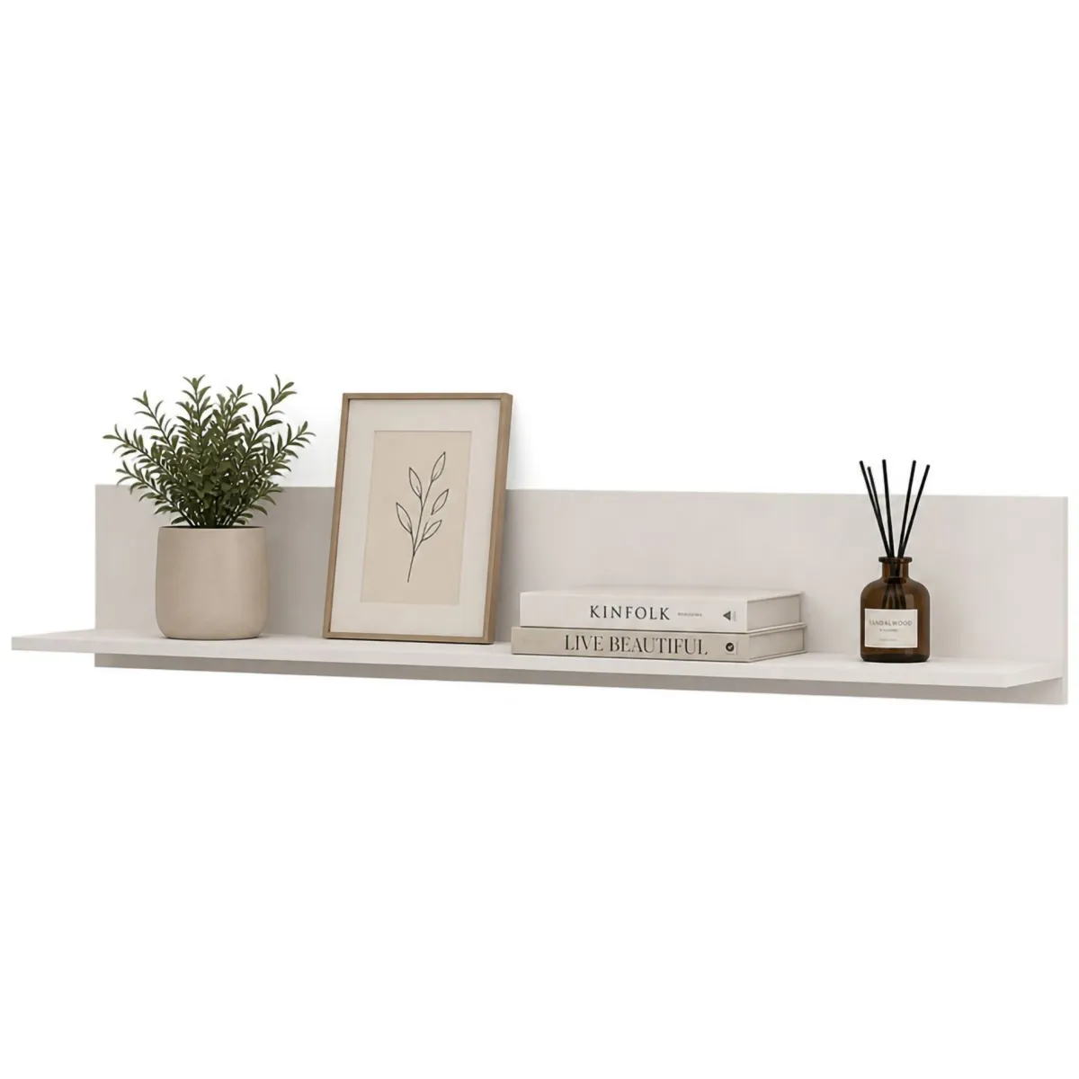 Mensole > Dmora Mensola un Ripiano Sfumatura Colore Struttura Crema 138x20x24h cm, - Rasun Bianco Crema