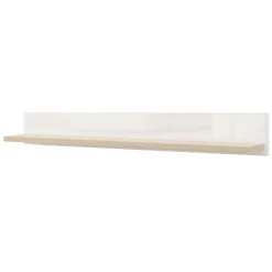 Mensola Bianco Lucido Marrone Rovere un Ripiano Sfumatura Colore Struttura Lucido 128x20x24h cm, Sfumatura Colore Struttura Rovere - Livo