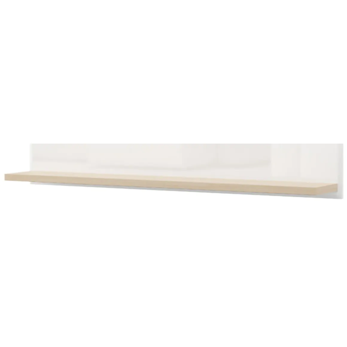 Mensola Bianco Lucido Marrone Rovere un Ripiano Sfumatura Colore Struttura Lucido 128x20x24h cm, Sfumatura Colore Struttura Rovere - Livo