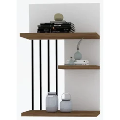 Mensola Bianco Marrone Noce 3 Ripiani Colore Struttura Marrone 40x21x60h cm, Sfumatura Colore Struttura Noce - Pensilis