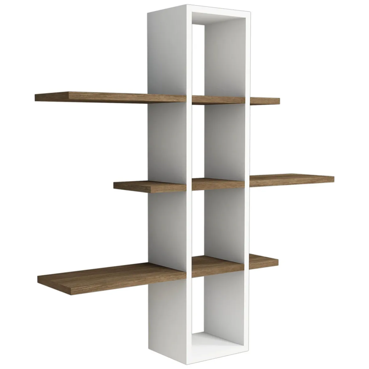 Mensole > Dmora Mensola Bianco Marrone Noce 3 Ripiani Colore Struttura Marrone 96x20x101h cm, Sfumatura Colore Struttura Noce - Erbe Marrone, Bianco Noce