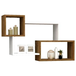 Mensola Bianco Marrone Noce 4 Ripiani Colore Struttura Marrone 91x22x51h cm, Sfumatura Colore Struttura Noce - Etnea