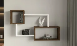 Mensola Bianco Marrone Noce 4 Ripiani Colore Struttura Marrone 91x22x51h cm, Sfumatura Colore Struttura Noce - Etnea