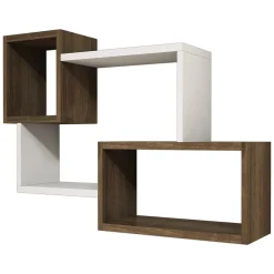 Mensola Bianco Marrone Noce 4 Ripiani Colore Struttura Marrone 91x22x51h cm, Sfumatura Colore Struttura Noce - Etnea