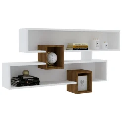 Mensola Bianco Marrone Rovere 4 Ripiani Colore Struttura Marrone 120x22x75h cm, Sfumatura Colore Struttura Rovere - Roddino