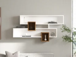 Mensola Bianco Marrone Rovere 4 Ripiani Colore Struttura Marrone 120x22x75h cm, Sfumatura Colore Struttura Rovere - Roddino
