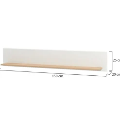 Mensole > Dmora Mensola Bianco Marrone Rovere un Ripiano Dettaglio Geometrico 146x19.5x24h cm, Portata Ripiani 5 - Suelli Marrone Rovere, Bianco