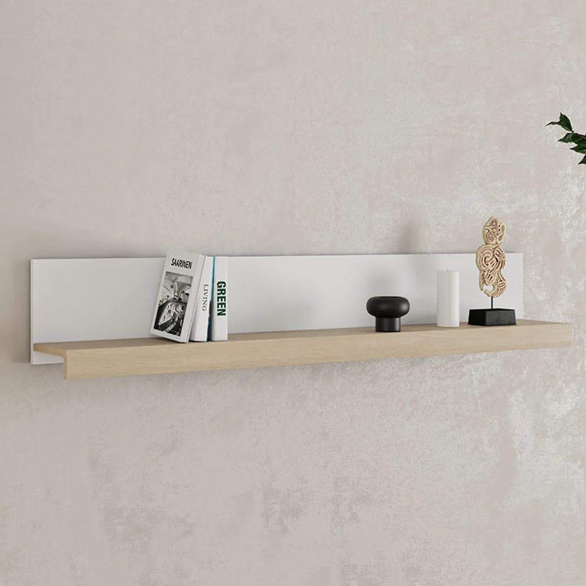 Mensola Bianco Marrone Rovere un Ripiano Sfumatura Colore Struttura Rovere 150x22x24h cm, Colore Struttura Marrone - Ollol