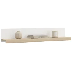 Mensola Bianco Marrone Rovere un Ripiano Sfumatura Colore Struttura Rovere 150x22x24h cm, Colore Struttura Marrone - Ollol