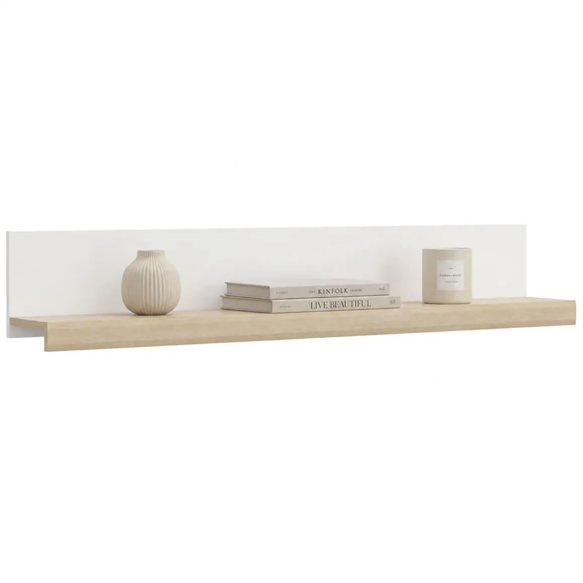 Mensola Bianco Marrone Rovere un Ripiano Sfumatura Colore Struttura Rovere 150x22x24h cm, Colore Struttura Marrone - Ollol