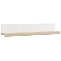 Mensola Bianco Marrone Rovere un Ripiano Sfumatura Colore Struttura Rovere 150x22x24h cm, Colore Struttura Marrone - Ollol