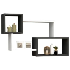 Mensola Bianco Nero Antracite 4 Ripiani Colore Struttura Nero 91x22x51h cm, Sfumatura Colore Struttura Antracite - Etnea