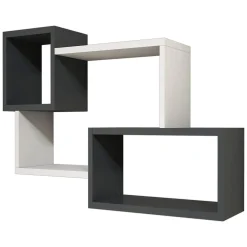 Mensola Bianco Nero Antracite 4 Ripiani Colore Struttura Nero 91x22x51h cm, Sfumatura Colore Struttura Antracite - Etnea