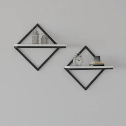Mensole > Dmora Mensola Bianco Nero 2 Ripiani set da 2 Mensole 42x15x42h cm, Colore Struttura Nero - Mordano Nero, Bianco