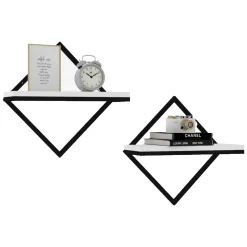 Mensole > Dmora Mensola Bianco Nero 2 Ripiani set da 2 Mensole 42x15x42h cm, Colore Struttura Nero - Mordano Nero, Bianco