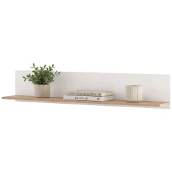 Mensole > Dmora Mensola Bianco Opaco Marrone Rovere un Ripiano Sfumatura Colore Struttura Opaco 138x20x24h cm, Sfumatura Colore Struttura Rovere - Norbio Marrone Rovere, Bianco Opaco