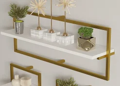 Mensola Bianco oro 3 Ripiani set da 3 80x20x30h cm, Colore Struttura oro - Gerano