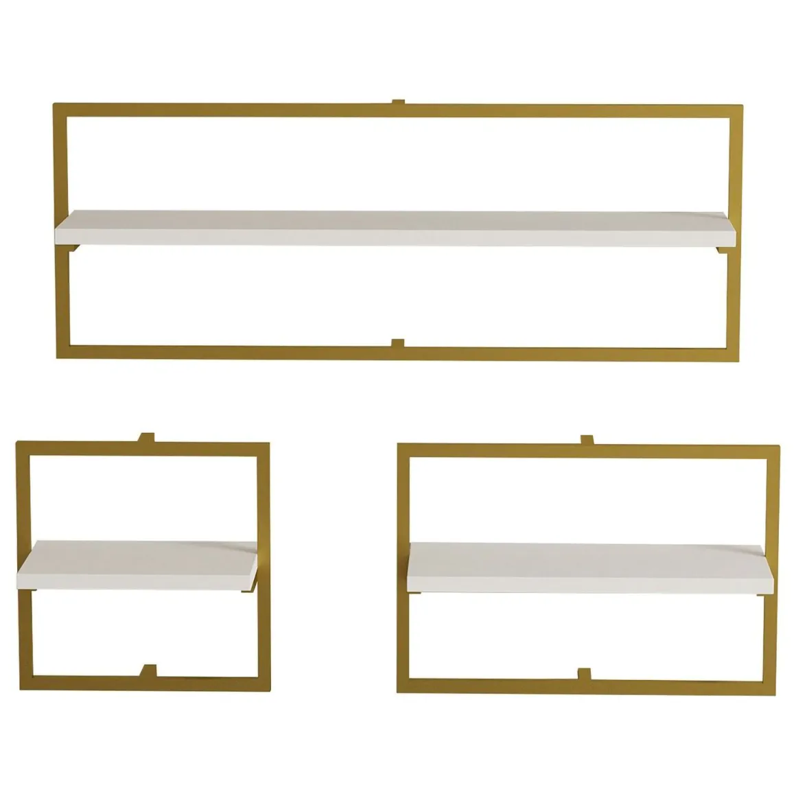 Mensola Bianco oro 3 Ripiani set da 3 80x20x30h cm, Colore Struttura oro - Gerano