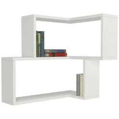 Mensola Bianco 2 Ripiani Angolare 45x15x55h cm, - Omignano