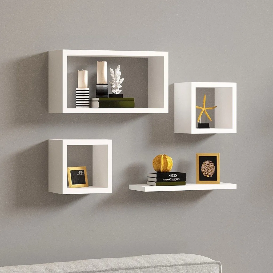 Mensola Bianco 4 Ripiani Modulabile,set da 4 Mensole 24x15x44h cm, - Lisignago