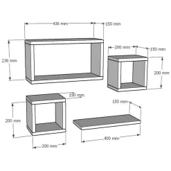 Mensola Bianco 4 Ripiani Modulabile,set da 4 Mensole 24x15x44h cm, - Lisignago