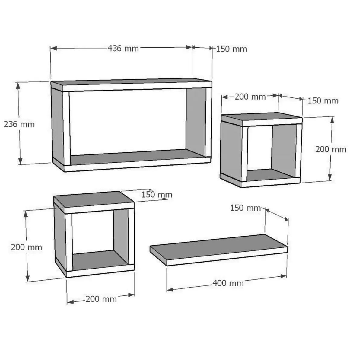 Mensola Bianco 4 Ripiani Modulabile,set da 4 Mensole 24x15x44h cm, - Lisignago