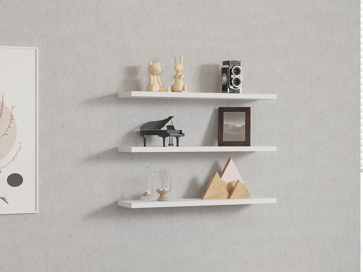 Mensola Bianco 3 Ripiani set da 3 60x15x2h cm, - Meina