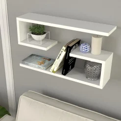 Mensola Bianco 4 Ripiani set da 2 Mensole 60x15x18h cm, - Savogna