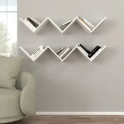 Mensola Bianco 6 Ripiani set da 2 Mensole 129x22x50h cm, - Palata