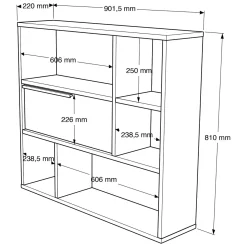 Mensola Bianco 5 Ripiani 90x22x81h cm, - Coeli