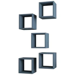 Mensola blu Ardesia 5 Ripiani Modulabile, set da 5 Mensole 30x30x24h cm, Sfumatura Colore Struttura Ardesia - Gianico