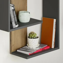 Mensola da muro 22x64cm antracite e rovere - Irmina