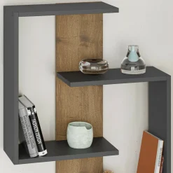 Mensola da muro 22x64cm antracite e rovere - Irmina