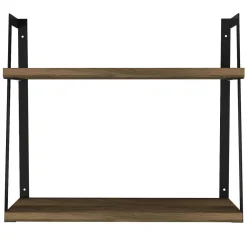 Mensole > Dmora Mensola da parete 14x45cm noce e nera - Skjaldmaer Nero, Marrone Noce