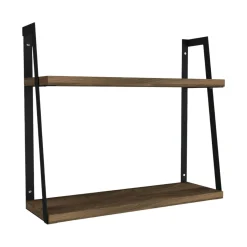 Mensole > Dmora Mensola da parete 14x45cm noce e nera - Skjaldmaer Nero, Marrone Noce