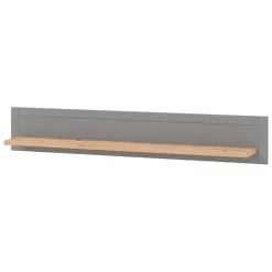 Mensola Grigio Marrone Rovere un Ripiano Dettaglio Geometrico 146x19.5x24h cm, Portata Ripiani 5 - Suelli